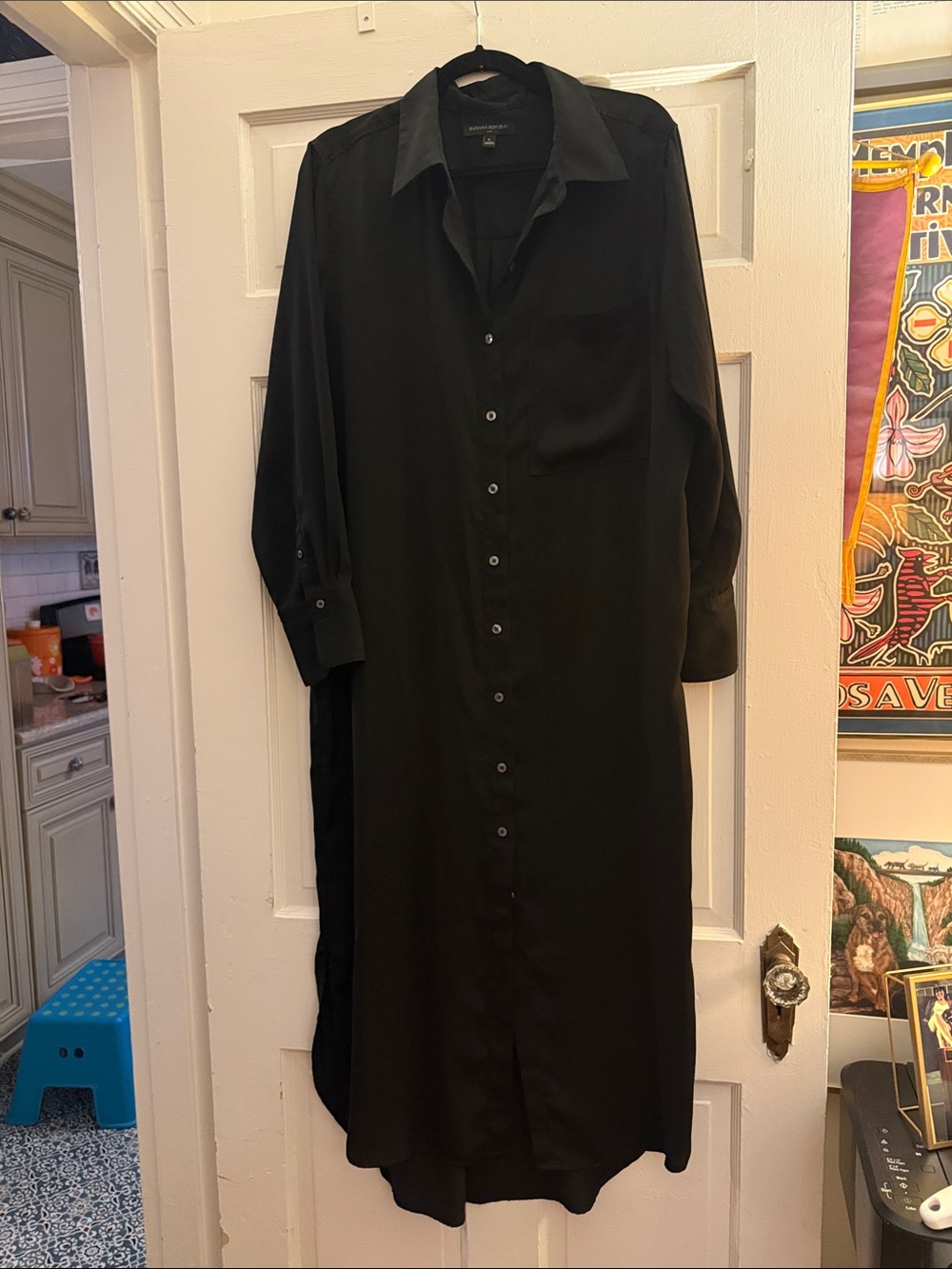 Banana Republic Black Maxi Shirt Dress